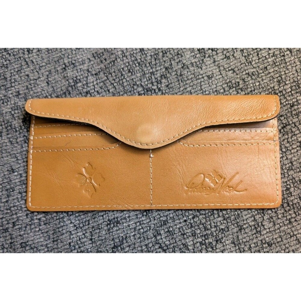 Patricia Nash Brown Leather Valentia Snap Wallet Minimalist Card Money Organizer